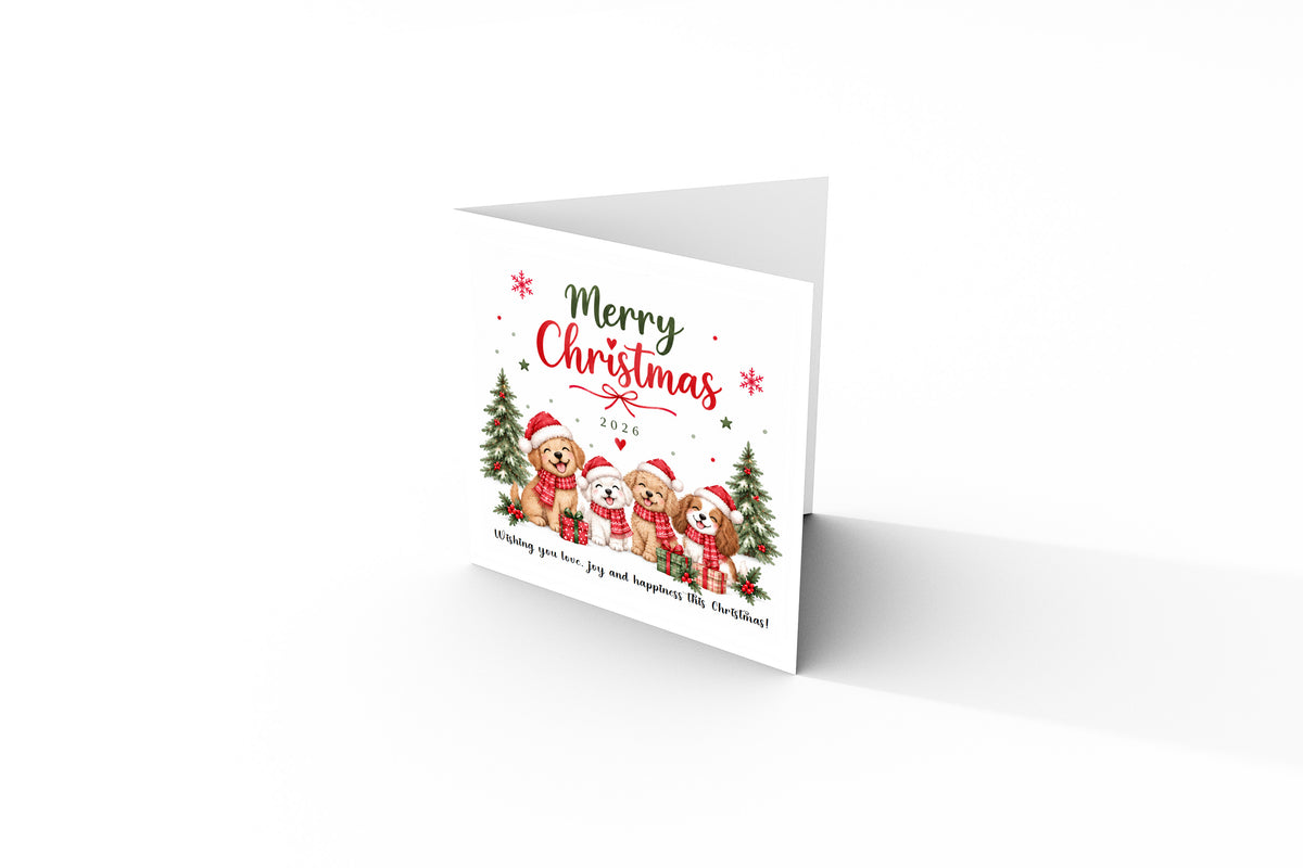 2026 Cute Dog Christmas Card – Festive Puppy Christmas Greeting Card