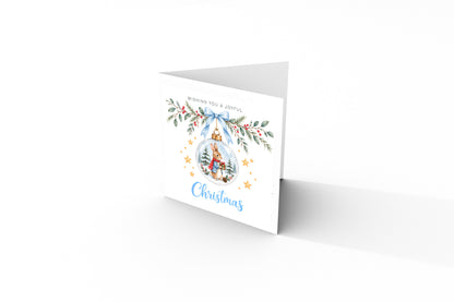 Christmas Card for Boys – Bunny in a Christmas Bauble