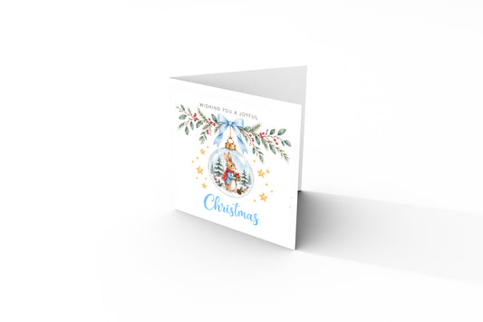 Christmas Card for Boys – Bunny in a Christmas Bauble