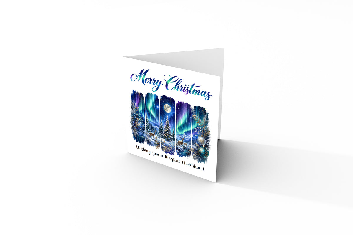 Northern Lights Christmas Card – Magical Winter Wonderland Christmas