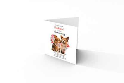 Cute Corgi Dog Anniversary Card for Him - Romantic Anniversary Card for Husband, Wedding, Dating, Relationship Milestones 1st, 2nd, 3rd, 5th, 10th, 20th 30th - Kraft Envelope Included