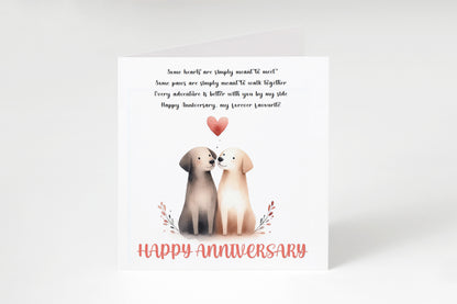 Cute Dogs Anniversary Card with Romantic Poem for Wedding, Dating, Relationship Milestones –1st, 2nd, 3rd, 5th, 10th, 20th - For Dog Lovers, Him, Her, Wife, Husband, Couples
