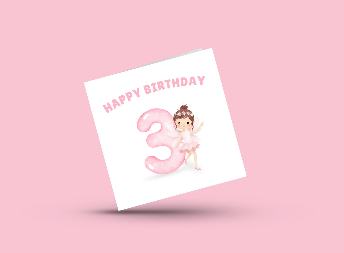 Fairy -Watercolour Style 3 Year Old Birthday Folded Card for Girls who loves Fairy Tales, Happy 3rd Birthday Card, Birthday Card for Children