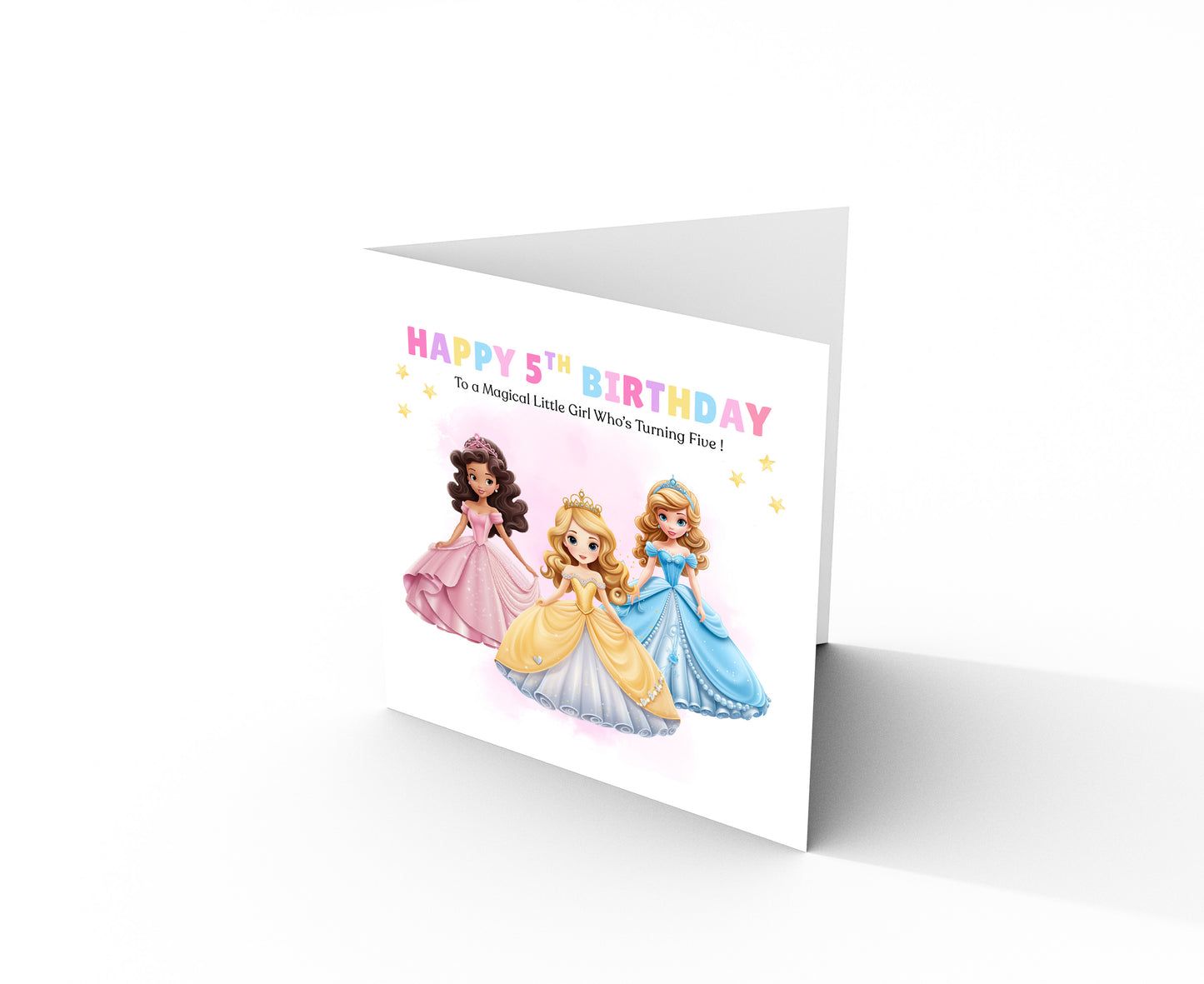 Beautiful Princess Birthday Card for Girls Ages 2, 3, 4, 5, 6, 7, 8-2nd, 3rd, 4th, 5th, 6th, 7th, 8th Birthday for Little Princess, Daughter, Granddaughter, Niece - Pink Envelope Included