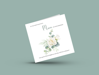 Rose Floral Birthday Card – Watercolour Flowers for Mum or Mother - Green Envelope Included