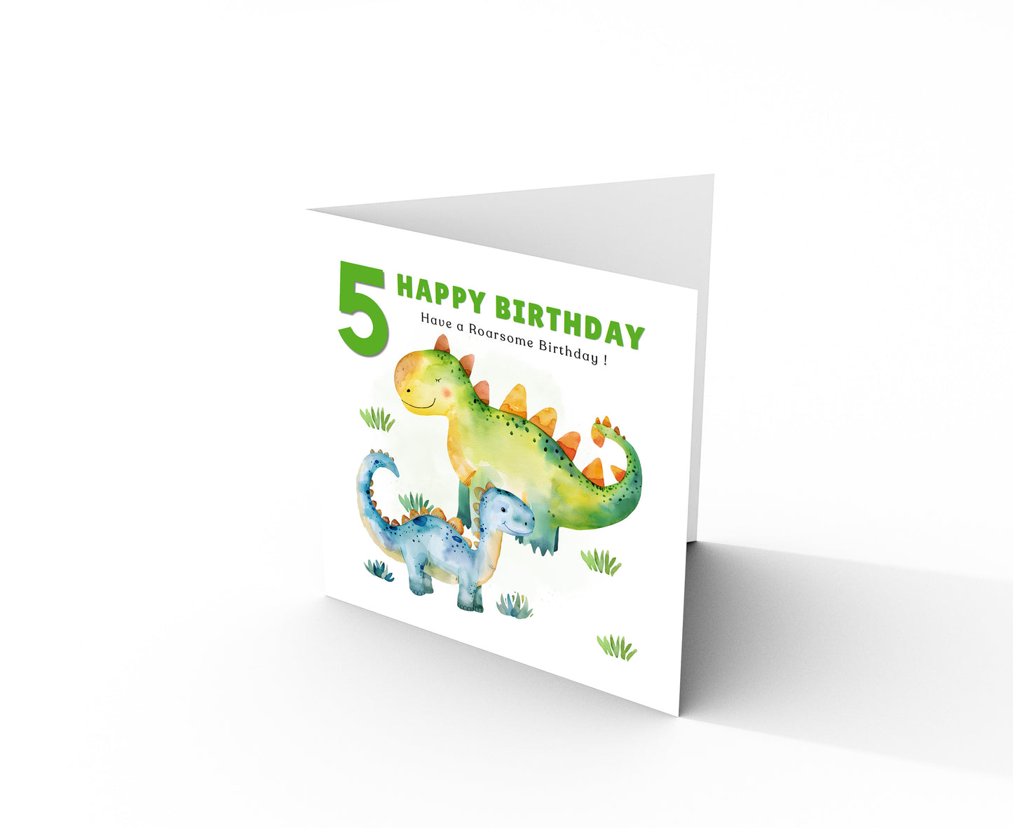 Dinosaur 5th Birthday Card for Boys – Roarsome Dinosaur Birthday Card for Age 5 Years Old, Fifth Birthday Kids, Son, Grandson, Nephew –  Green Envelope Included