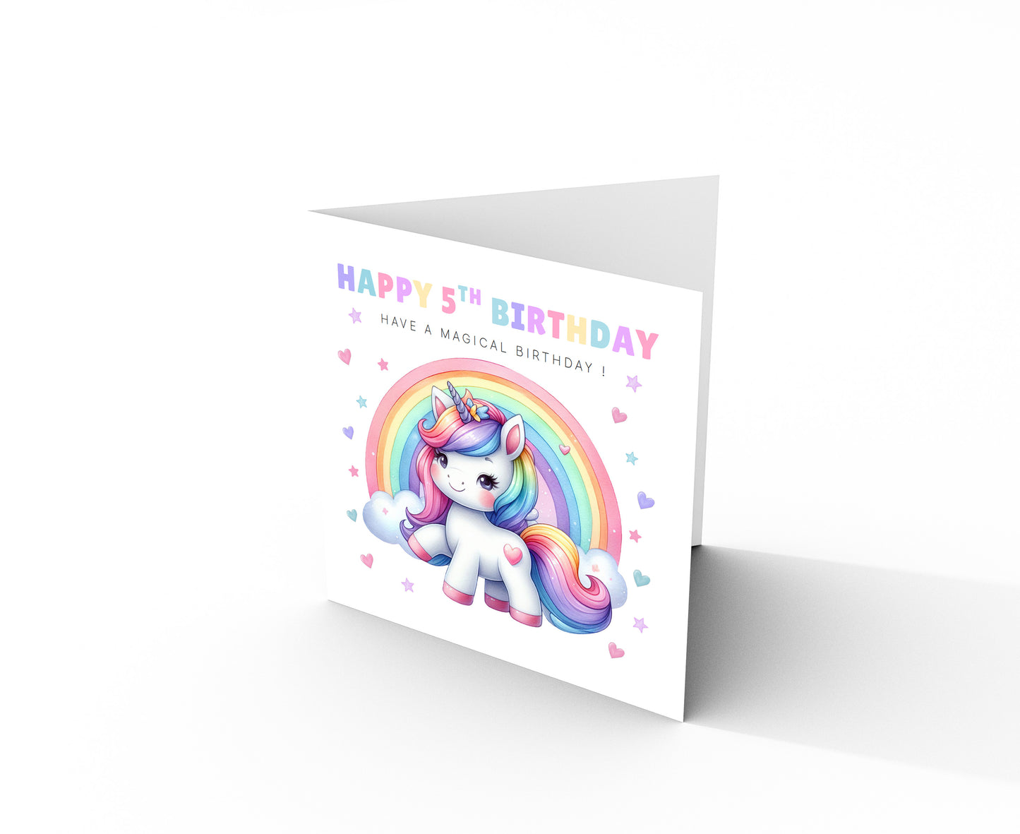 Magical Unicorn Happy Birthday Card Age 5, 5th Birthday 5 Years Old, Fifth Birthday Card for Magical Girls,  Kids, Children, Daughter, Granddaughter, Niece - Purple Envelope Includedughter Granddaughter Niece - Purple Envelope Included