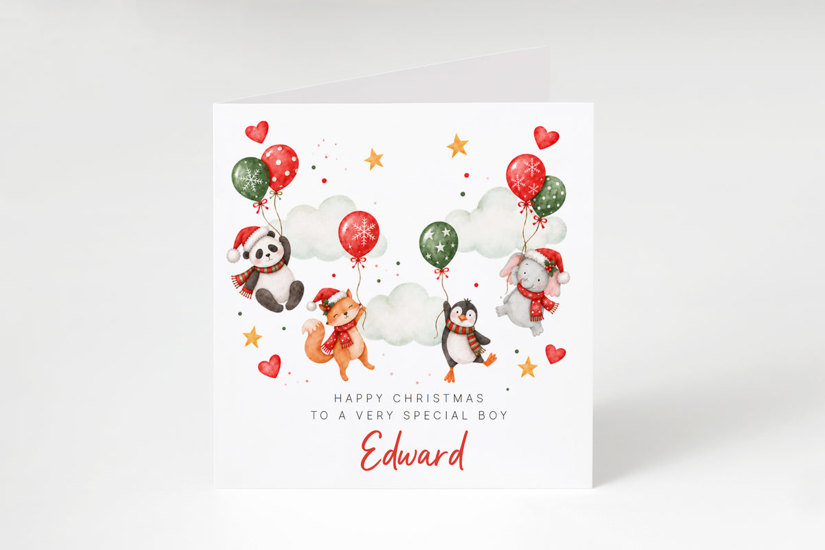 Personalised Christmas Card for Kids – Cute Animal Christmas Card