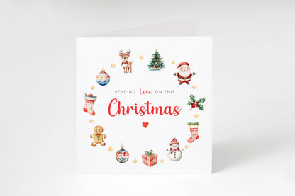 Christmas Card – Festive Red & Green Design with Santa, Reindeer & Christmas Tree