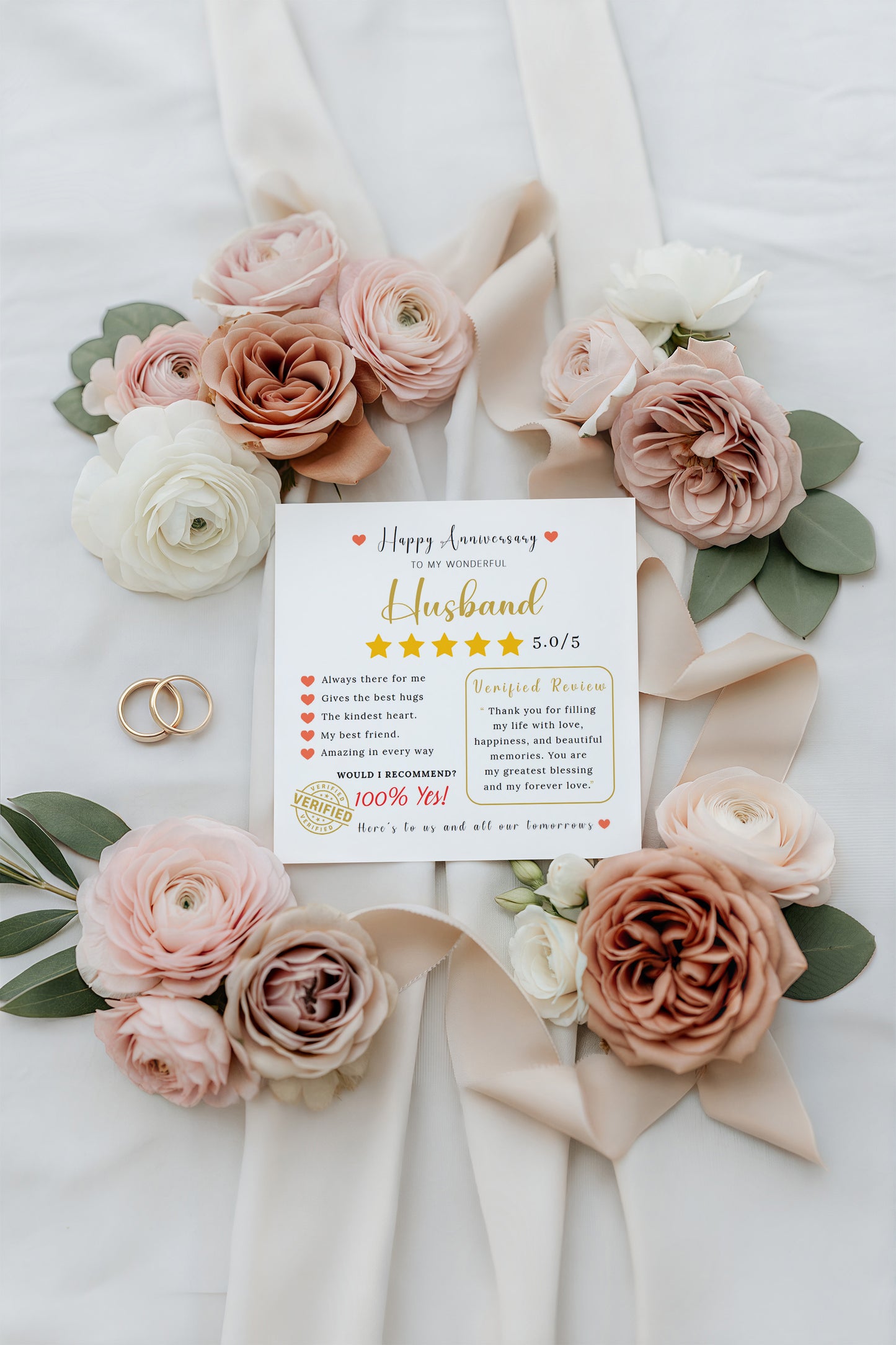 Funny Anniversary Card for Him - 5 Star Review Anniversary Card for Husband, Wedding, Dating, Relationship Milestones 1st, 2nd, 3rd, 5th, 10th, 20th 30th - Kraft Envelope Included