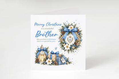 Christmas Card for Brother – Blue Festive Christmas Design