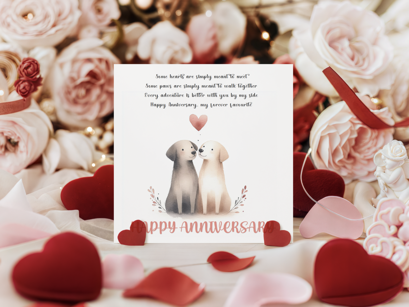 Cute Dogs Anniversary Card with Romantic Poem for Wedding, Dating, Relationship Milestones –1st, 2nd, 3rd, 5th, 10th, 20th - For Dog Lovers, Him, Her, Wife, Husband, Couples