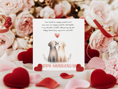 Cute Dogs Anniversary Card with Romantic Poem for Wedding, Dating, Relationship Milestones –1st, 2nd, 3rd, 5th, 10th, 20th - For Dog Lovers, Him, Her, Wife, Husband, Couples
