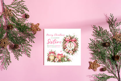 Christmas Card for Sister – Festive Floral Design