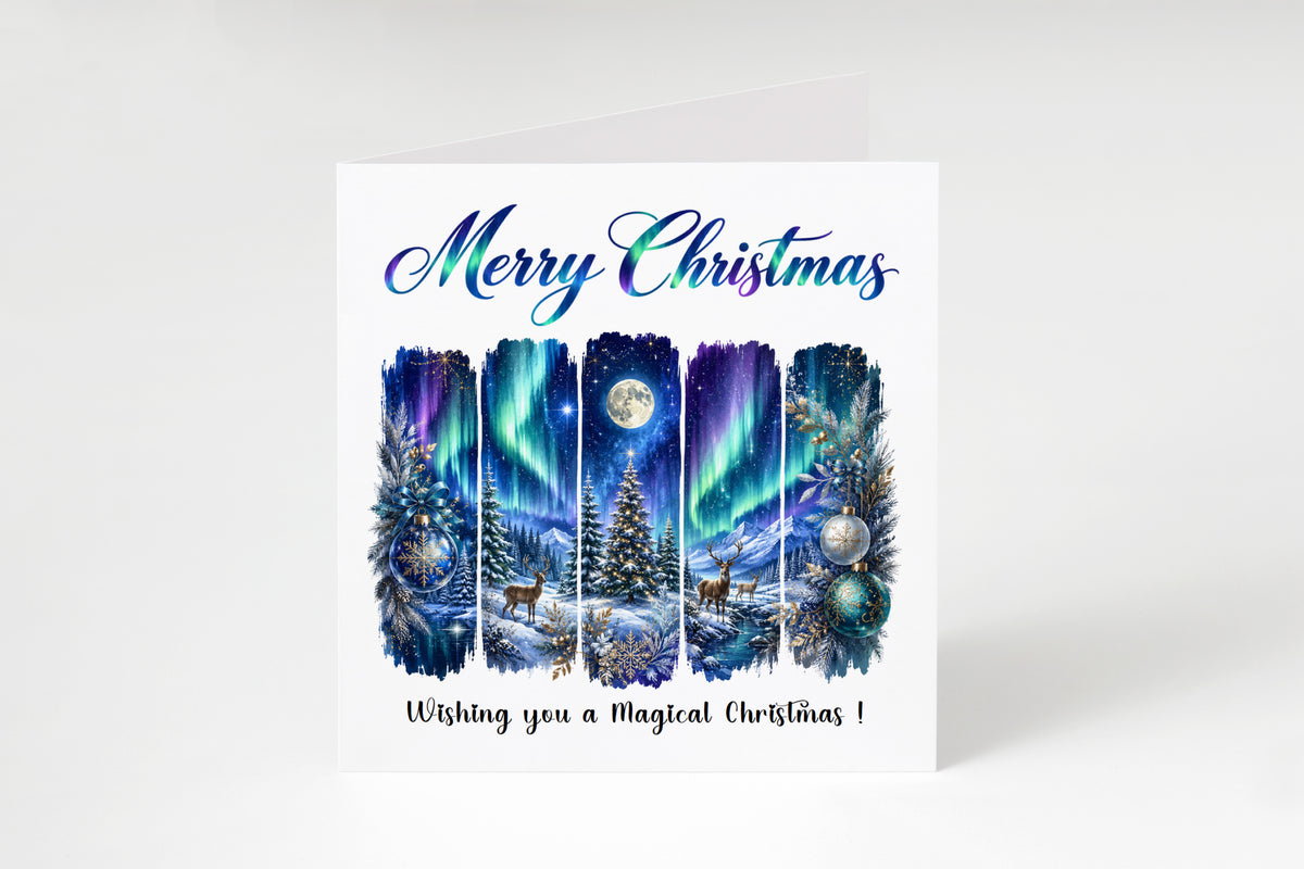 Northern Lights Christmas Card – Magical Winter Wonderland Christmas