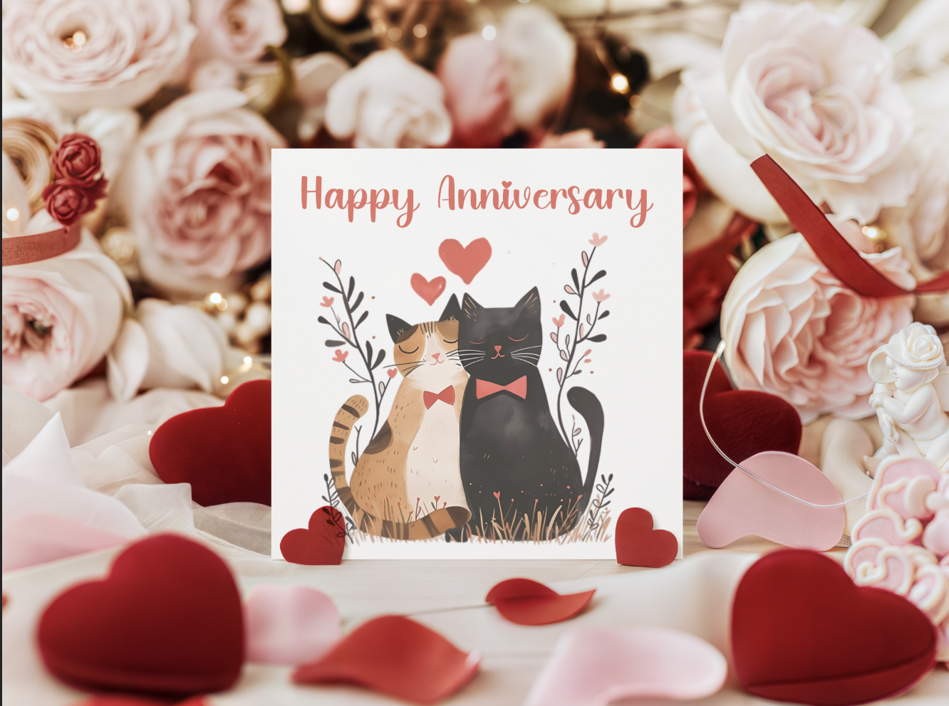 Cute Cats Anniversary Card for Wedding, Dating, Relationship Milestones –1st, 2nd, 3rd, 5th, 10th, 20th - For Cat Lovers, Him, Her, Wife, Husband, Couples