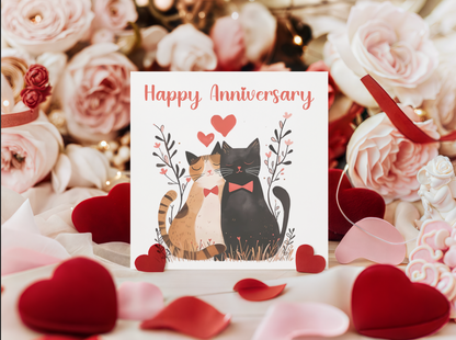 Cute Cats Anniversary Card for Wedding, Dating, Relationship Milestones –1st, 2nd, 3rd, 5th, 10th, 20th - For Cat Lovers, Him, Her, Wife, Husband, Couples