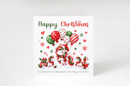 Magical Unicorn Christmas Card – Cute Christmas Card for Girls
