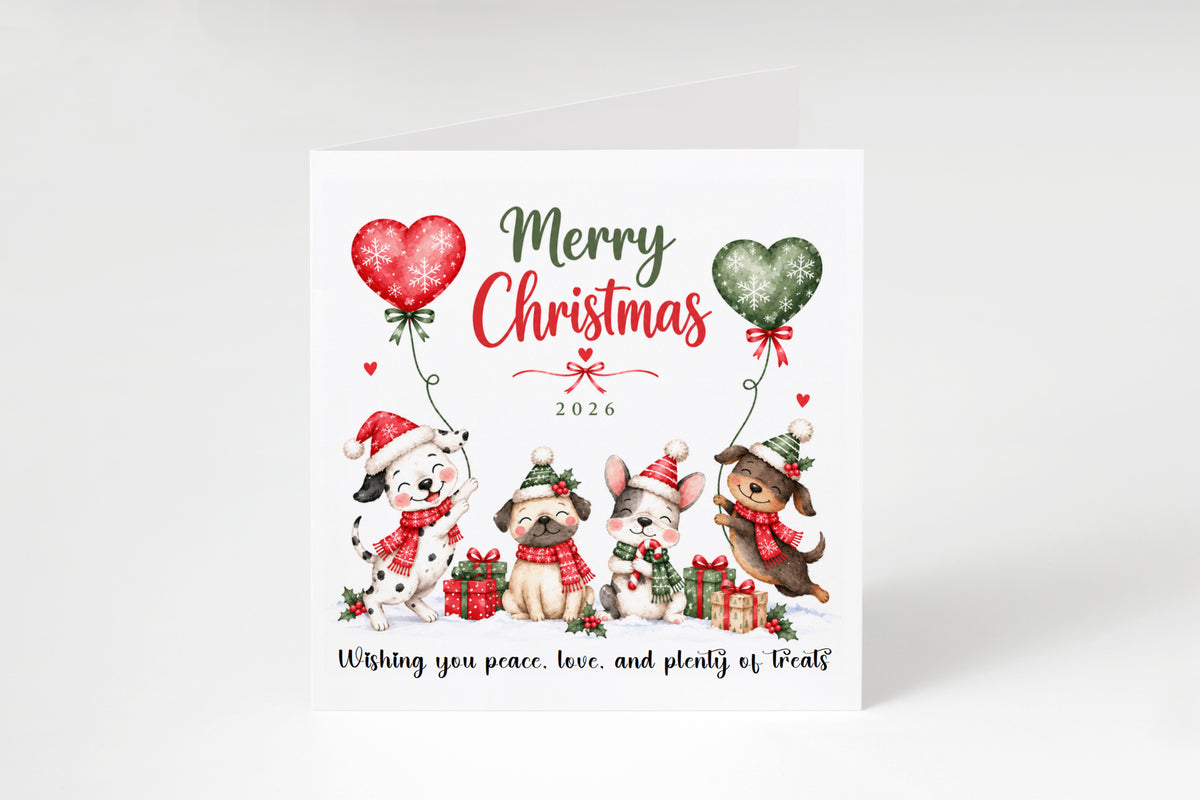 2026 Christmas Card – Cute Christmas Puppy Dogs