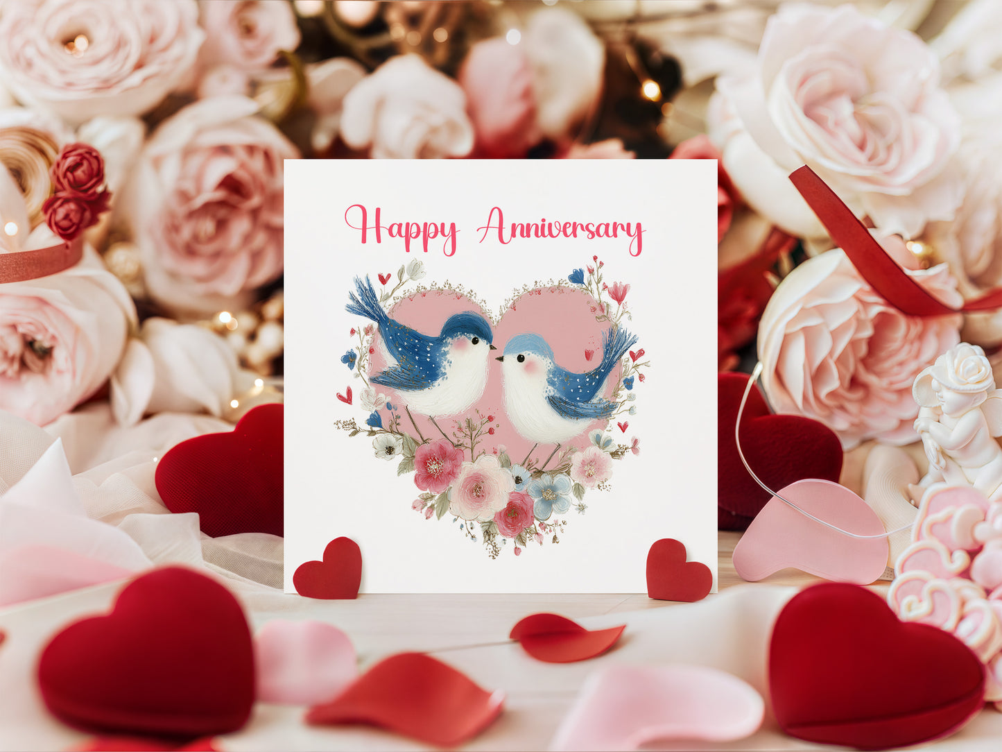 Romantic Love Birds Anniversary Card for Wedding, Dating, Relationship Milestones 1st, 2nd, 3rd, 5th, 10th, 20th 30th - For Him, Her, Wife, Husband, Couples