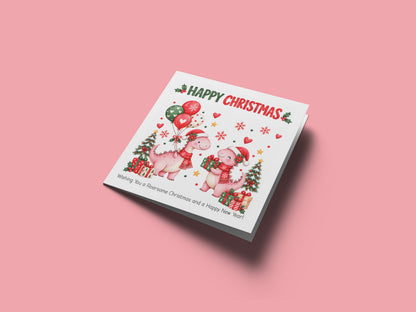 Christmas Card for Girls – Festive Dinosaurs