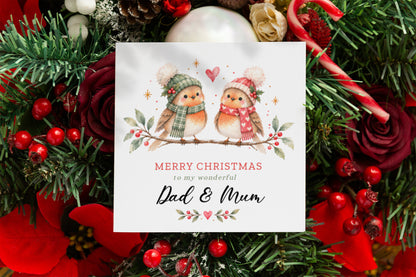 Cute Robin Christmas Card for Mum & Dad – Merry Christmas to My Wonderful Parents