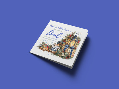 Christmas Card for Dad – Blue Festive Christmas Design