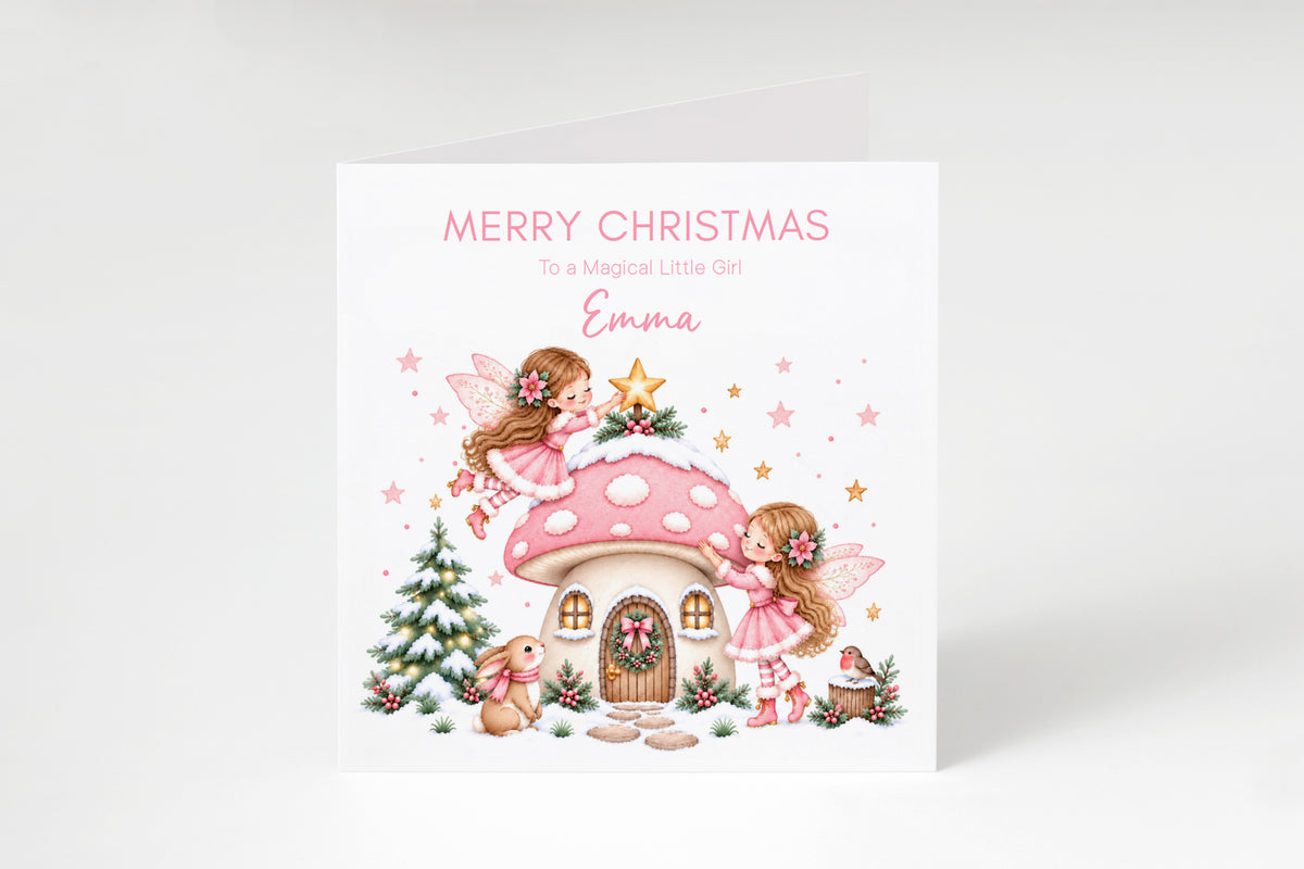 Personalised Magical Fairy Christmas Card for Girls