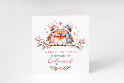 Cute Robin Christmas Card for Girlfriend – Merry Christmas to My Wonderful Girlfriend