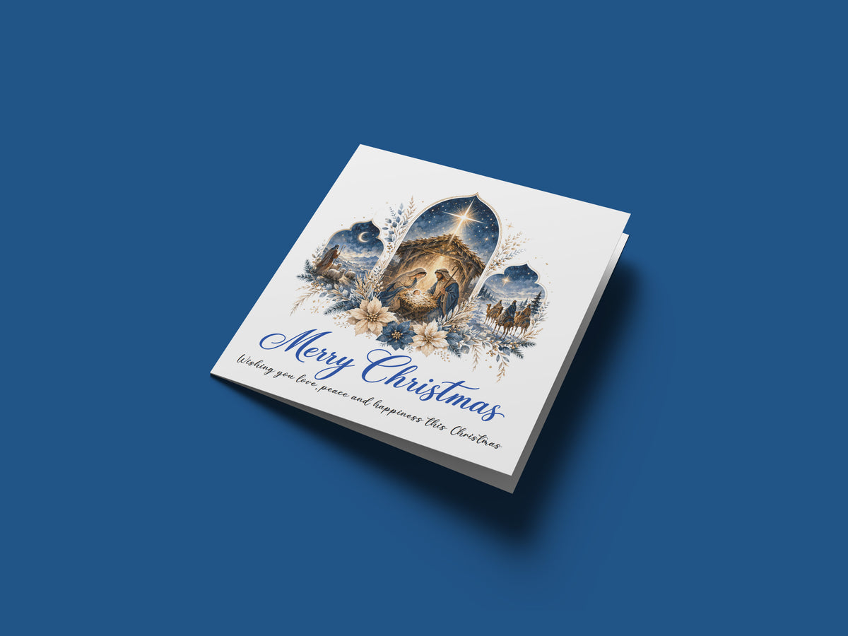 Nativity Christmas Card - Elegant Religious Christmas Greeting Card