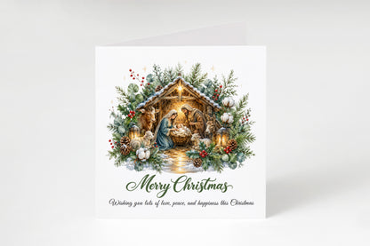 Religious Christmas Card – Nativity Scene & Christmas Blessings 🎄🕊️