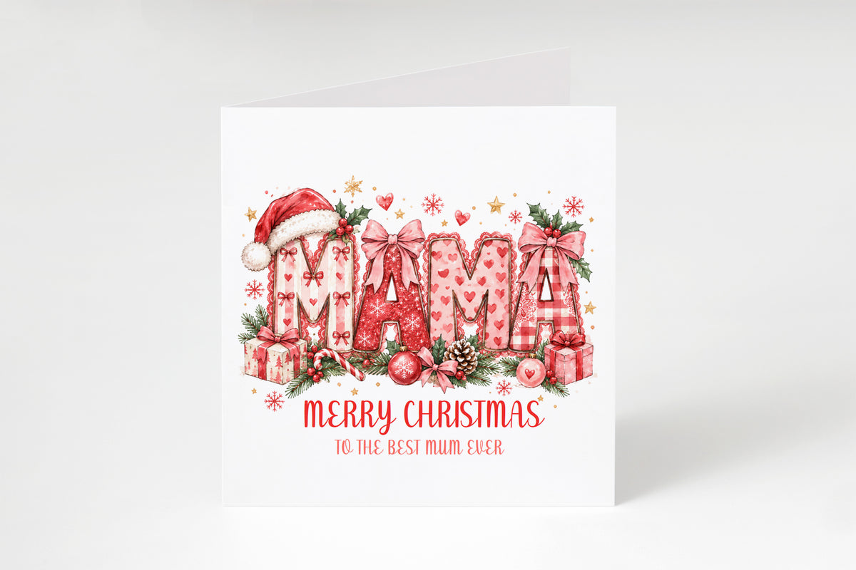 Pink Merry Christmas Card to the Best Mum Ever