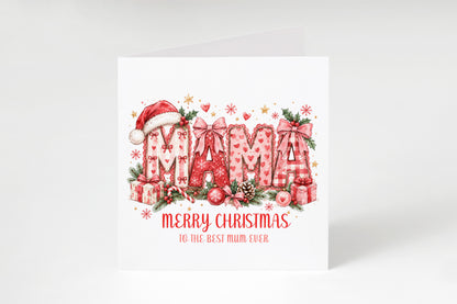 Pink Merry Christmas Card to the Best Mum Ever