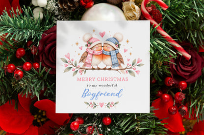 Cute Robin Christmas Card for Boyfriend – Merry Christmas to My Wonderful Boyfriend