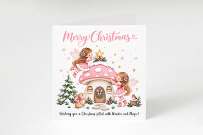 Pink Magical Fairy Christmas Card for Girls