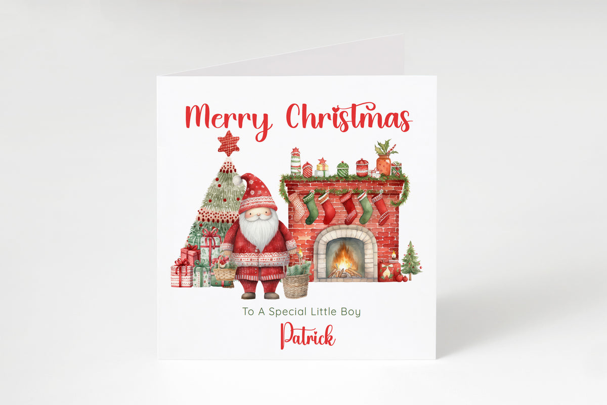 Personalised Christmas Card with Name & Custom Message – Santa Christmas Design