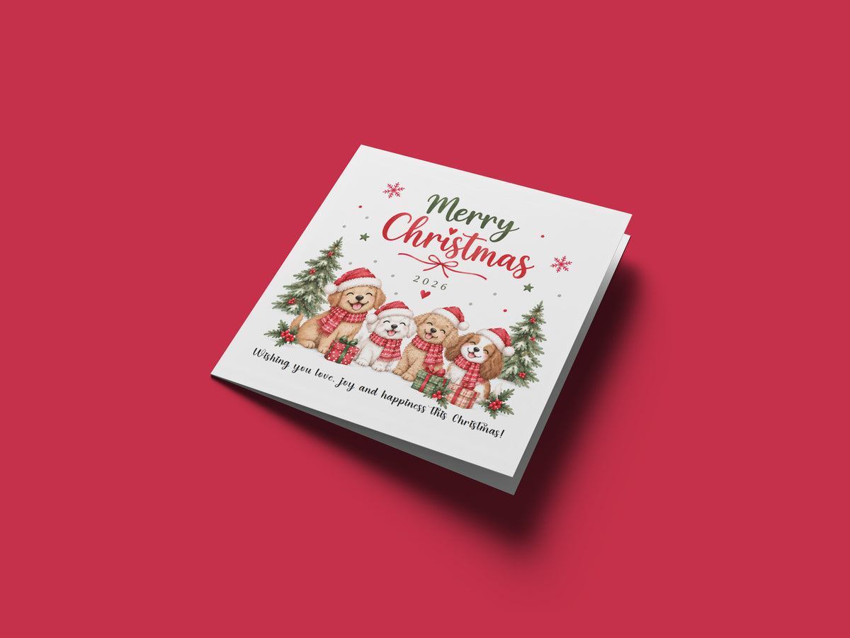 2026 Cute Dog Christmas Card – Festive Puppy Christmas Greeting Card