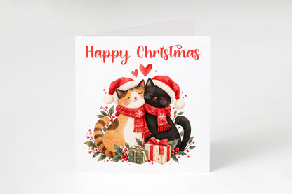 Cute Cat Christmas Card – Happy Christmas Greeting Card for Cat Lovers