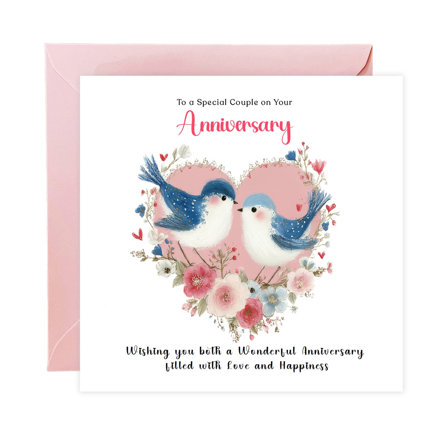 Romantic Love Birds Anniversary Card for Wedding, Dating, Relationship Milestones –1st, 2nd, 3rd, 5th, 10th, 20th - For Him, Her, Wife, Husband, Couples