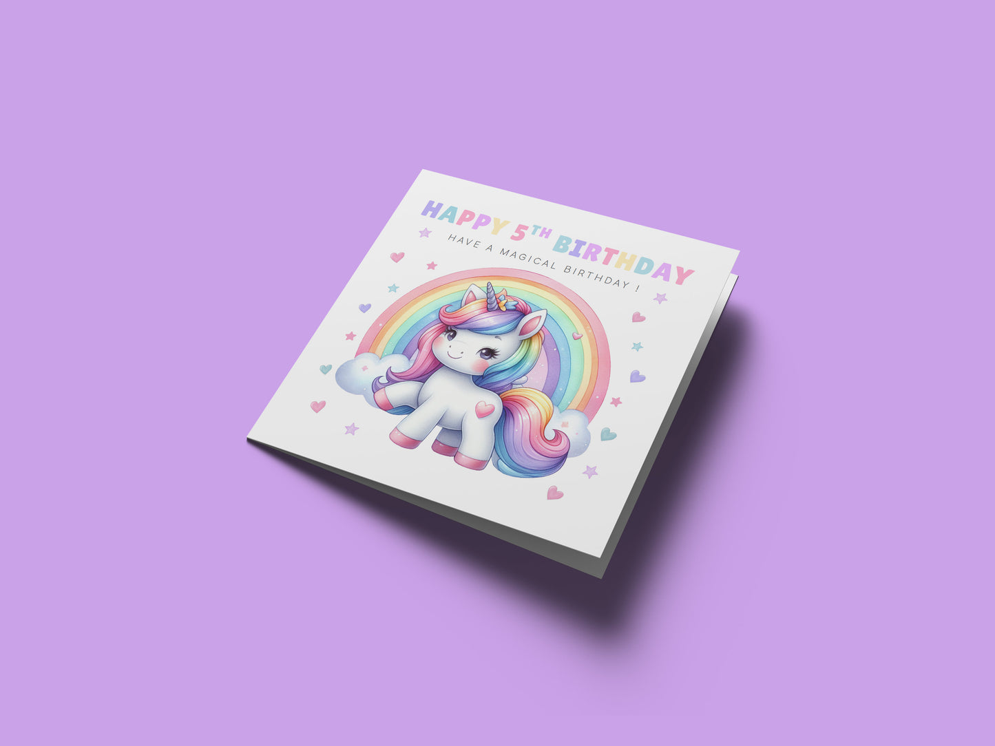 Magical Unicorn Happy Birthday Card Age 5, 5th Birthday 5 Years Old, Fifth Birthday Card for Magical Girls,  Kids, Children, Daughter, Granddaughter, Niece - Purple Envelope Includedughter Granddaughter Niece - Purple Envelope Included