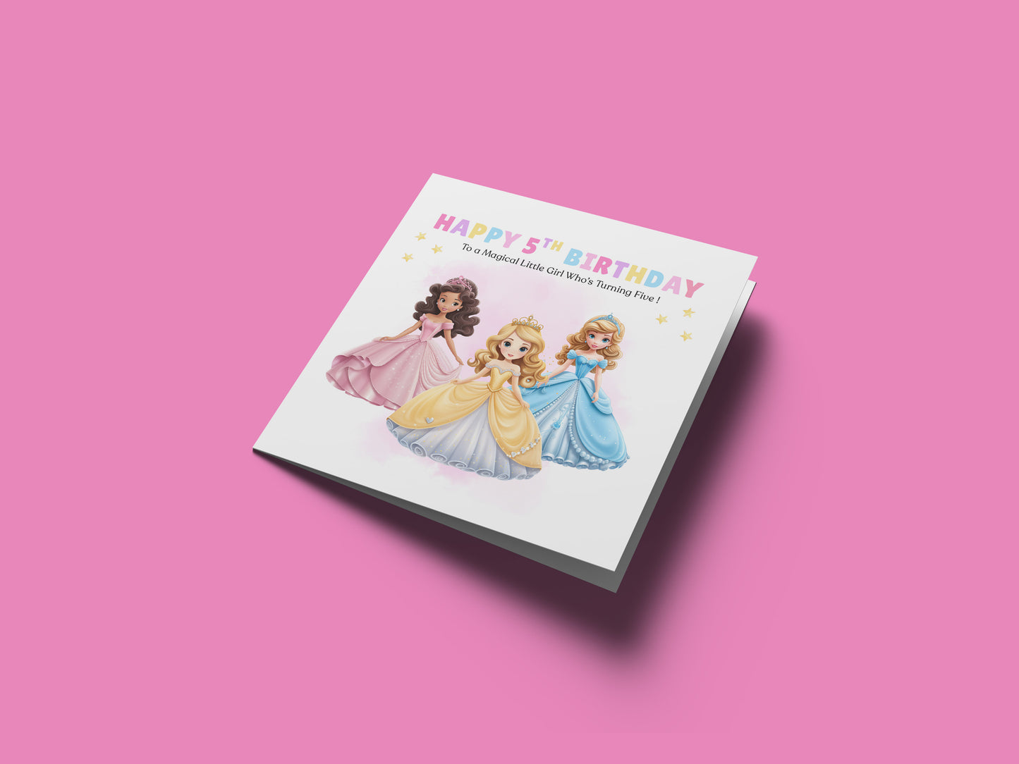 Beautiful Princess Birthday Card for Girls Ages 2, 3, 4, 5, 6, 7, 8-2nd, 3rd, 4th, 5th, 6th, 7th, 8th Birthday for Little Princess, Daughter, Granddaughter, Niece - Pink Envelope Included