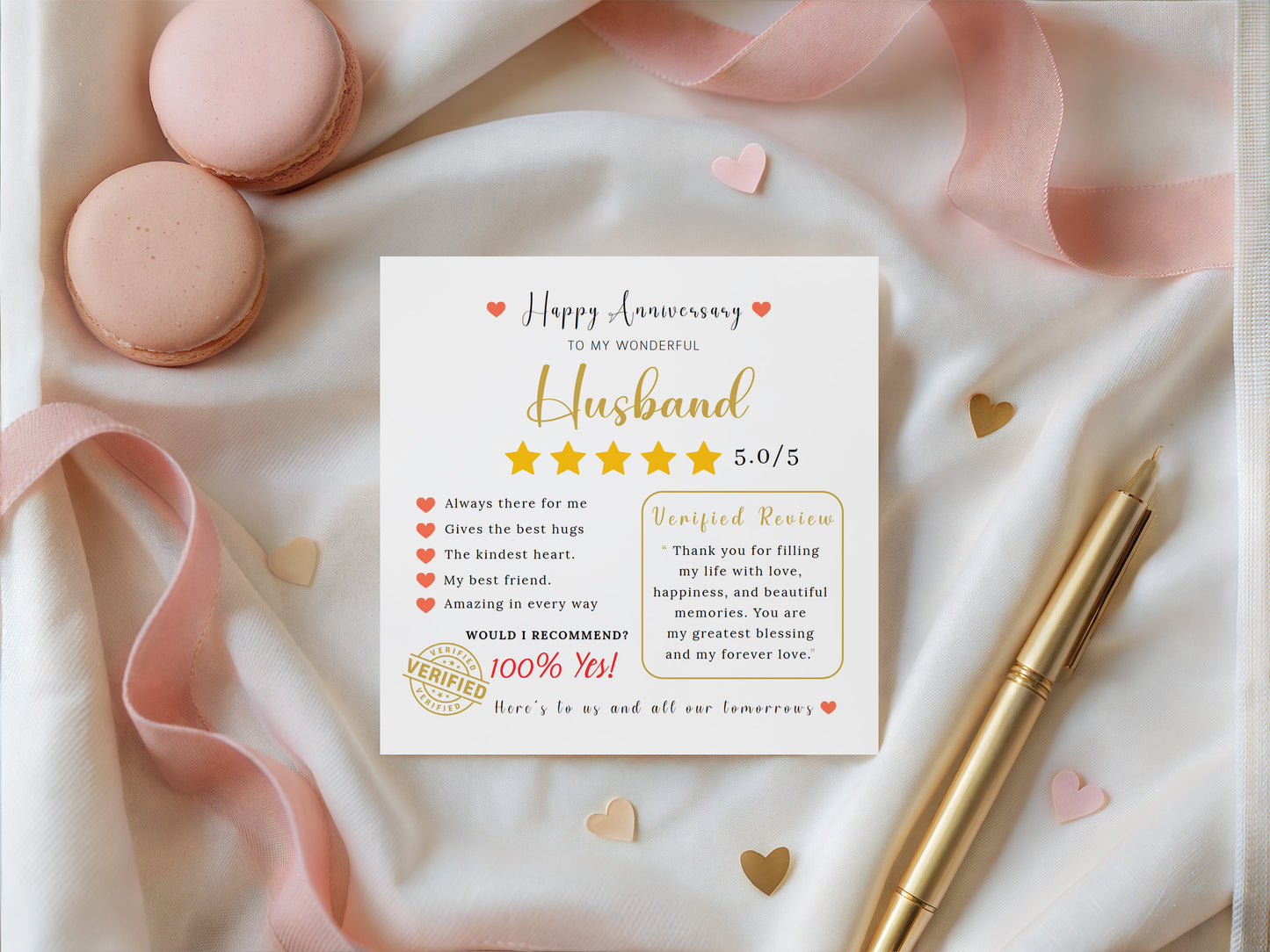 Funny Anniversary Card for Him - 5 Star Review Anniversary Card for Husband, Wedding, Dating, Relationship Milestones 1st, 2nd, 3rd, 5th, 10th, 20th 30th - Kraft Envelope Included