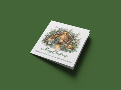 Religious Christmas Card – Nativity Scene & Christmas Blessings 🎄🕊️