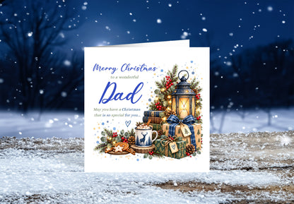 Christmas Card for Dad – Blue Festive Christmas Design