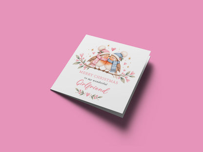 Cute Robin Christmas Card for Girlfriend – Merry Christmas to My Wonderful Girlfriend