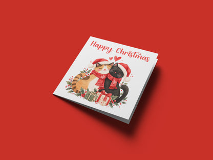Cute Cat Christmas Card – Happy Christmas Greeting Card for Cat Lovers