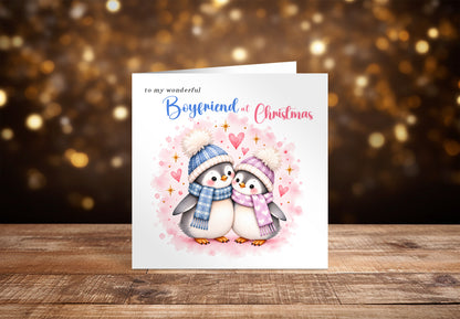 Merry Christmas Card for Boyfriend – Cute Penguin Couple Christmas Card