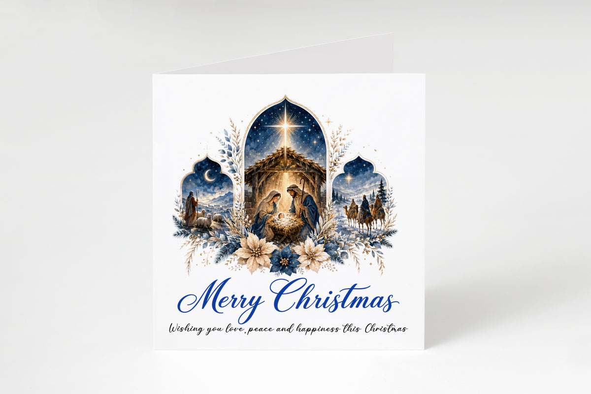 Nativity Christmas Card - Elegant Religious Christmas Greeting Card