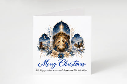 Nativity Christmas Card - Elegant Religious Christmas Greeting Card