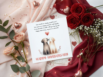 Cute Dogs Anniversary Card with Romantic Poem for Wedding, Dating, Relationship Milestones –1st, 2nd, 3rd, 5th, 10th, 20th - For Dog Lovers, Him, Her, Wife, Husband, Couples